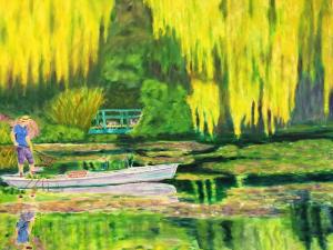 92 christopher taylor painting  giverny water lily gardener